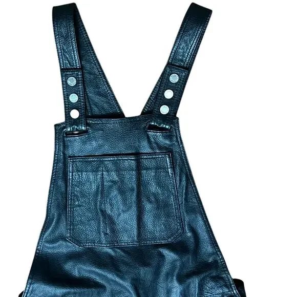 Zadig & Voltaire Sydney Deluxe 100% Leather Jumpsuit in Black Size 36